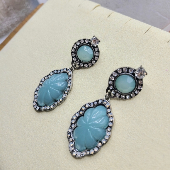 Vintage Dangle/Drop Earrings / Tiffany Blue / Pierced - Picture 5 of 5